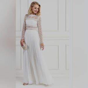 Self-Portrait Embellished Lace And Crepe Maxi Wedding Dress